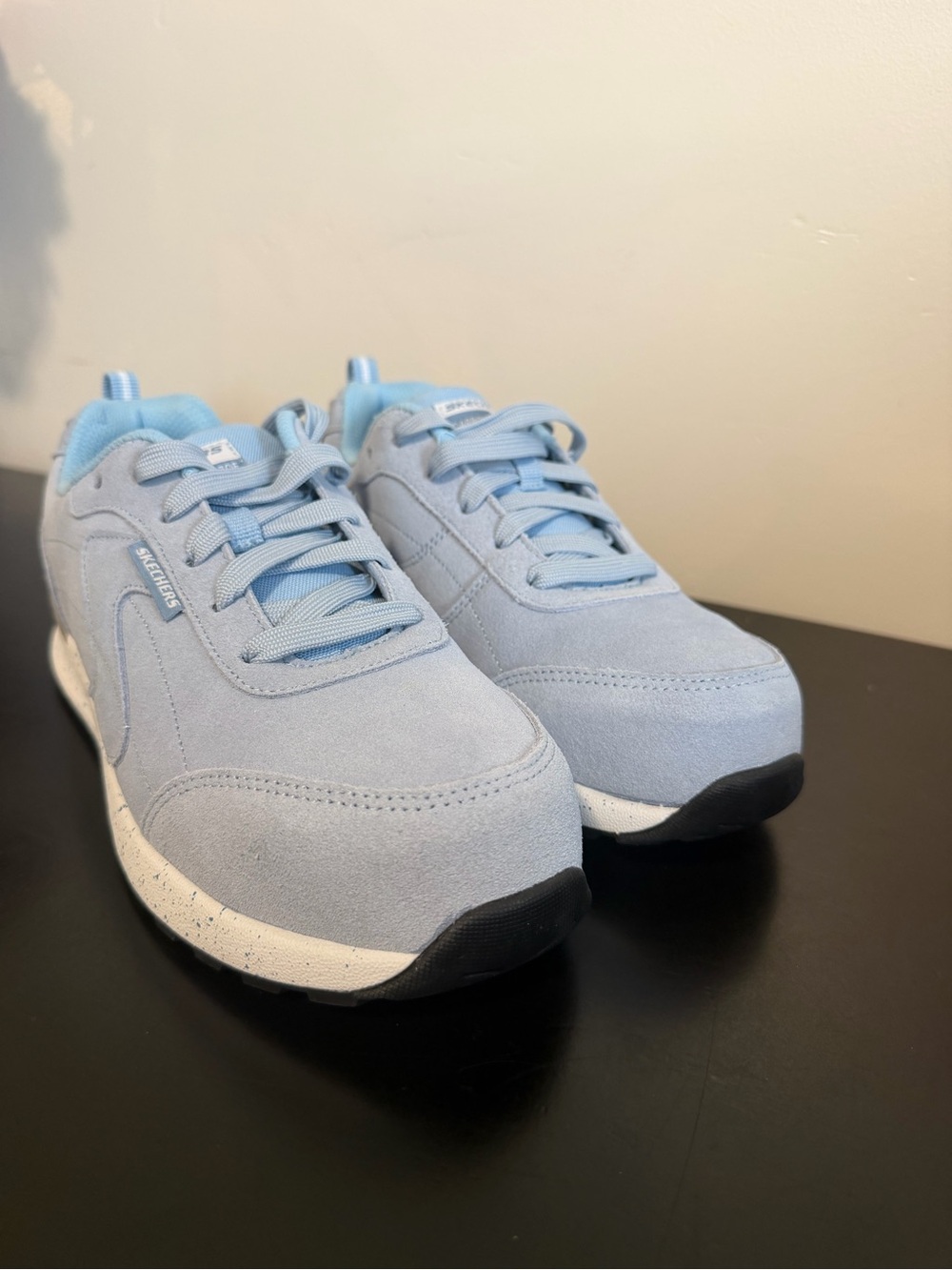 Skechers Women's Light Blue Suede-Style Casual Sneakers